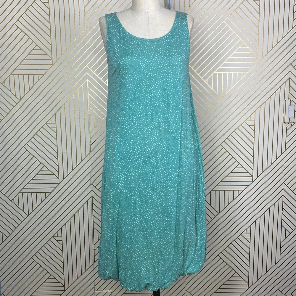 Marimekko Kissi Sleeveless Polka Dot Tank Dress Turquoise Size US‎ Small